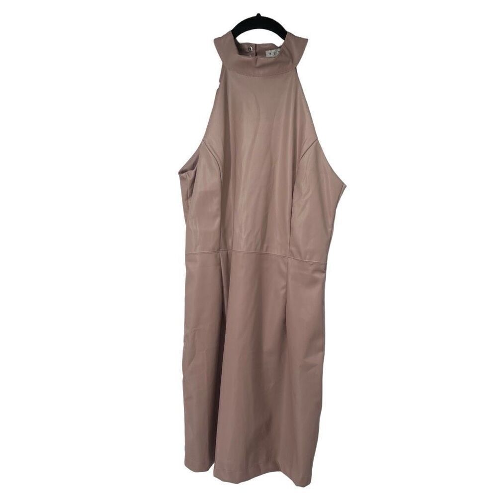 Hyfve Tan Faux Leather Halter Mini Dress‎ Sz L Women’s NWT